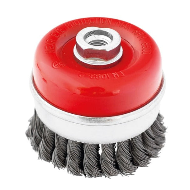 Escova em aço inoxidável com fio torcido e rosca (CARV-RI) - M14x65mm