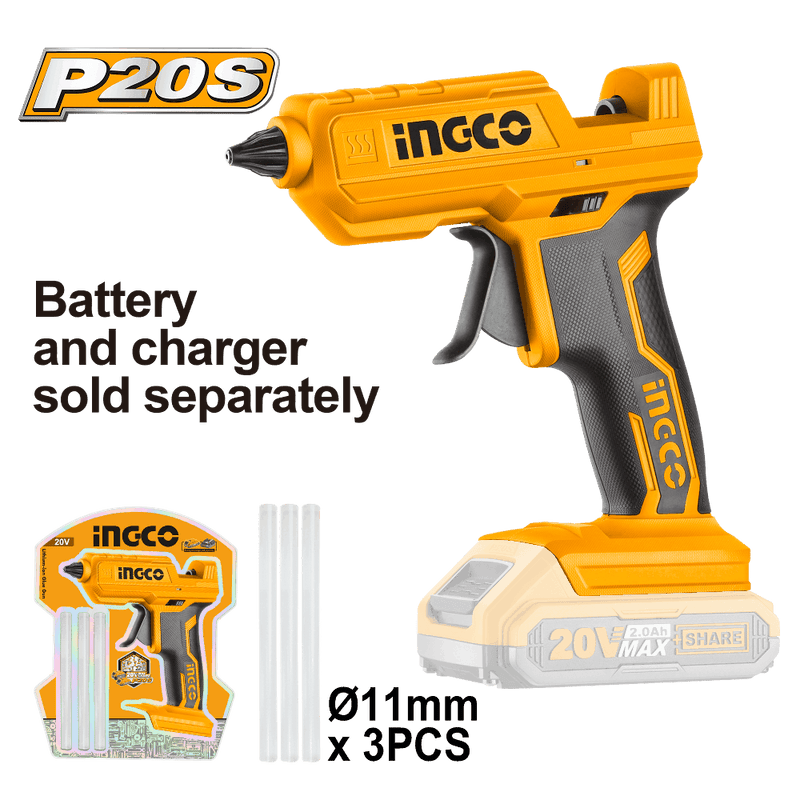 Pistola de cola quente INGCO (CGGLI2001) 20V (apenas a ferramenta)