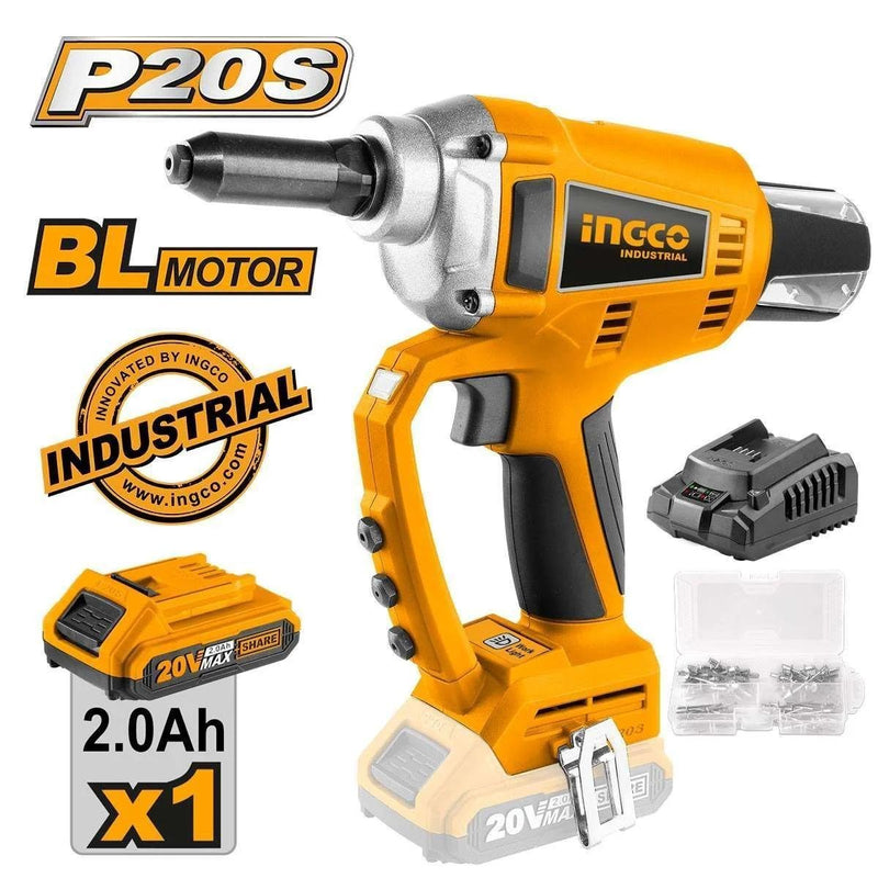 Pistola de rebites INGCO (CRTLI20051) 20V + 1 bateria de 2,0Ah.
