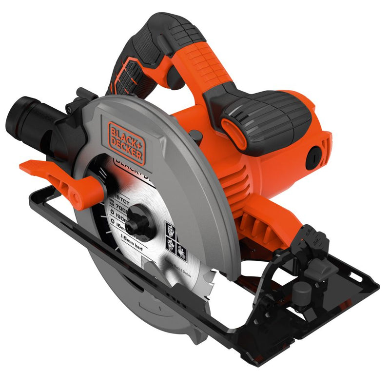 Black&Decker (CS1550-QS) Circular Saw 1,500W 190mm, cutting depth 66mm, bevel 0 - 45°, 1 TCT disc 190mm, side guide