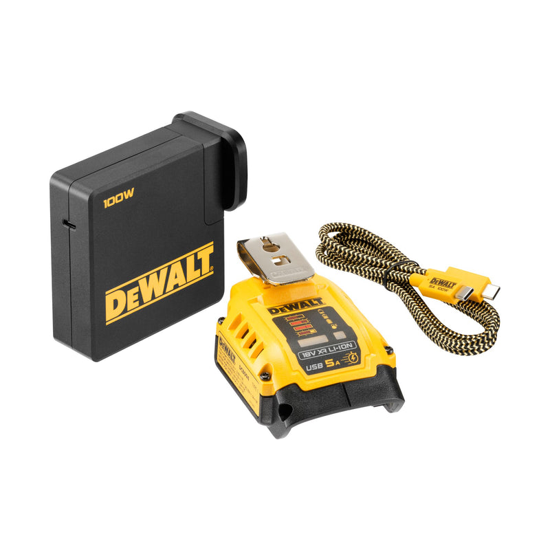 Kit de carregamento USB-C Dewalt (DCB094K-QW) 18V XR e 54V XR FLEXVOLT 5Ah (carregador e adaptador USB-C)