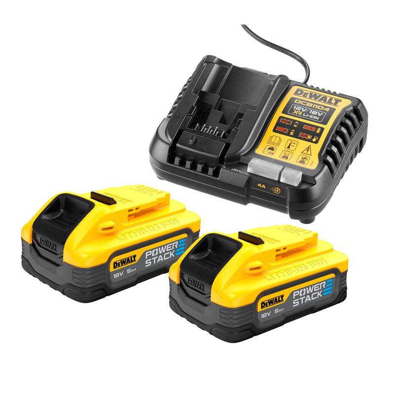 Kit de arranque com duas baterias Dewalt (DCB1104H2-QW) 18V POWERSTACK 5Ah