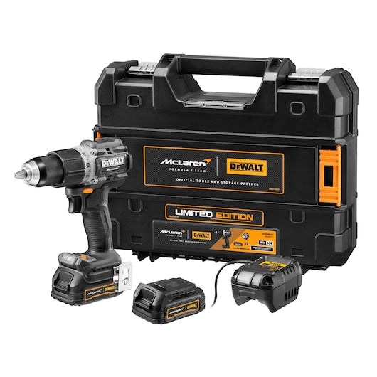Dewalt (DCD85ME2GT-QW) 18V XR Brushless Hammer Drill Driver - DEWALT x McLaren F1 Team LIMITED Edition - 2 X 1.7 Ah GFN POWERSTACK BATTERIES