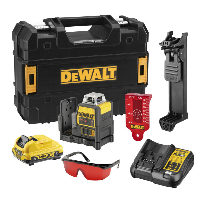Láser Dewalt (DCE0811D1R-QW) 12 XR 2 x 360º de línea con haz rojo - 1 x 2 Ah