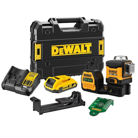 Laser Dewalt (DCE089D1G18-QW) 12V/18V XR® com feixe cruzado verde de 3 x 360° - 1 x 2Ah