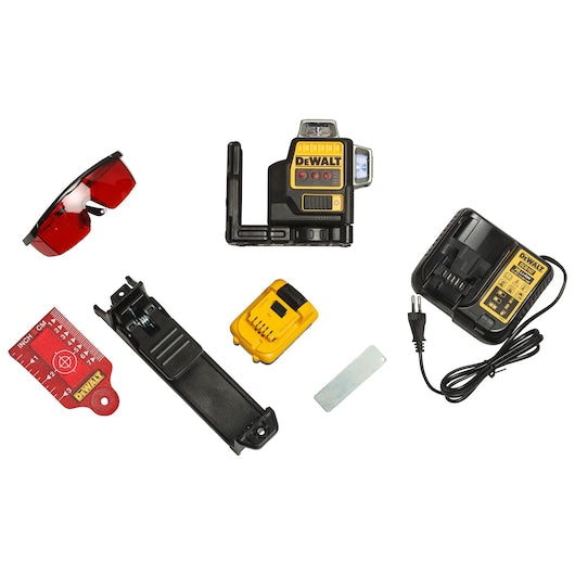 Dewalt (DCE089D1R-QW) 12V XR® 3 x 360° Laser de Linha Cruzada com Feixe Vermelho - 1 x 2Ah