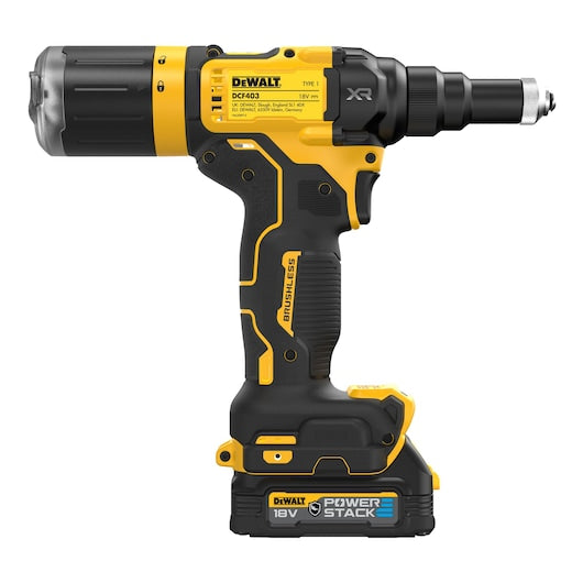 Dewalt (DCF403E1GT-QW) 18V XR® Brushless 4.8mm Rivet Tool - 2 x 2Ah
