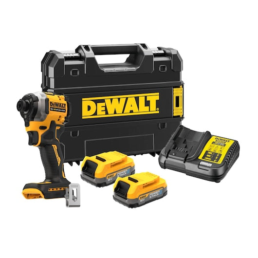 Dewalt (DCF850E2T-QW) 18V XR® Brushless 1/4" Compact Impact Driver - 2 x POWERSTACK 1.7Ah
