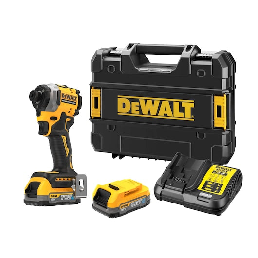 Dewalt (DCF850E2T-QW) 18V XR® Brushless 1/4" Compact Impact Driver - 2 x POWERSTACK 1.7Ah