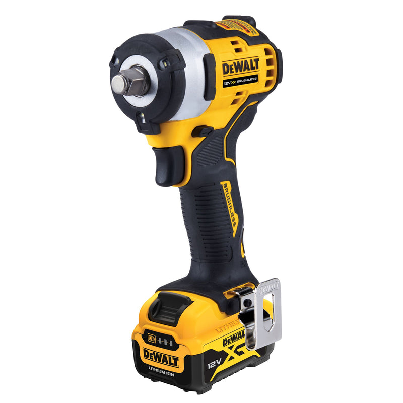 Chave de Impacto Compacta de Alta Potência Dewalt (DCF901P2-QW) 12V XR Brushless 1/2" com Anel de Fixação - 2 x 5Ah