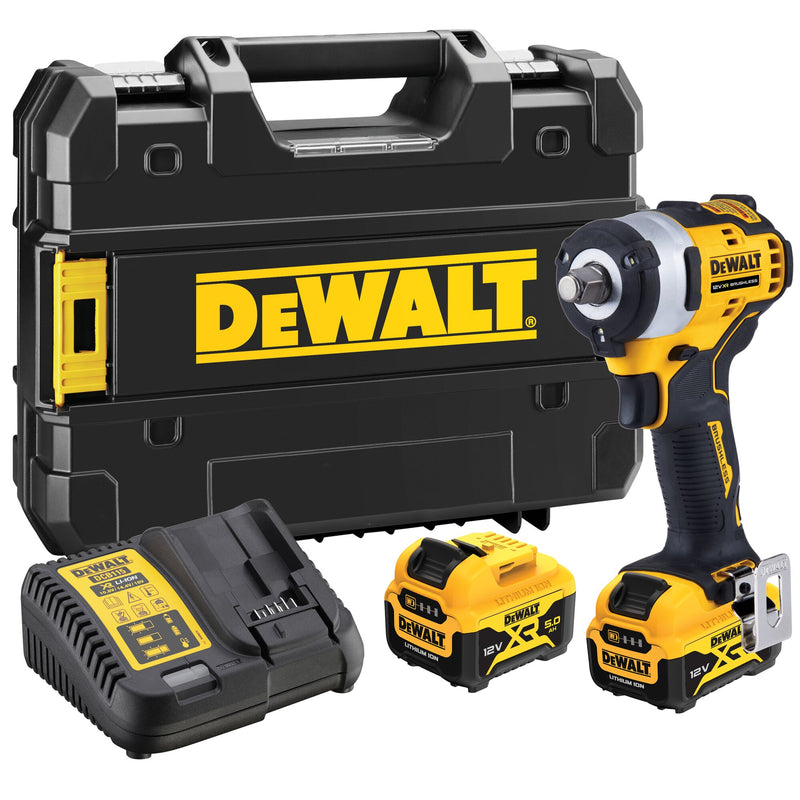 Chave de Impacto Compacta de Alta Potência Dewalt (DCF901P2-QW) 12V XR Brushless 1/2" com Anel de Fixação - 2 x 5Ah