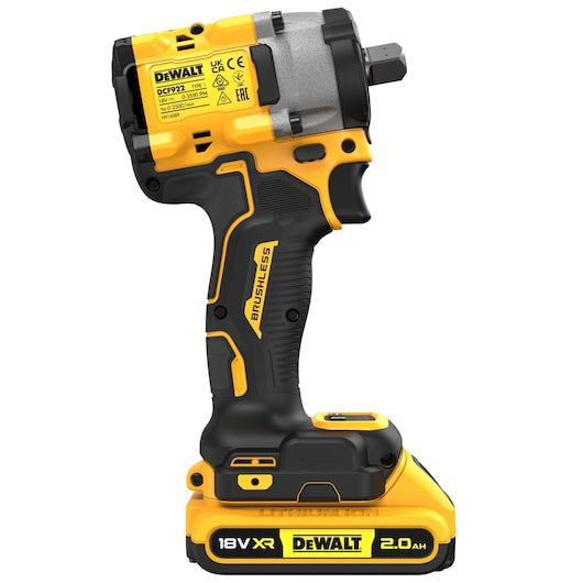 Dewalt (DCF922D2T-QW) 18V XR® Brushless 1/2" Detent Pin Compact Impact Wrench - 2 x 2Ah