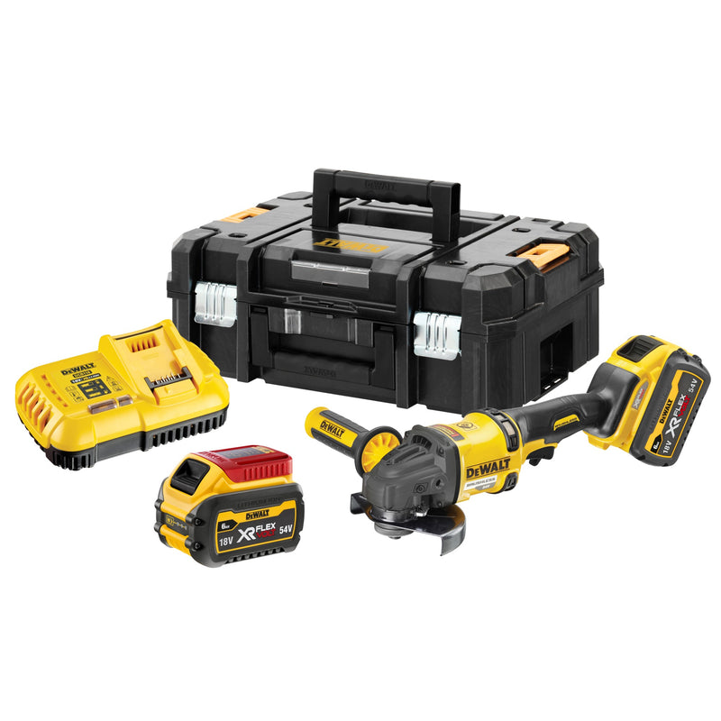 Rebarbadora Dewalt (DCG418T2-QW) 54V XR FLEXVOLT de 125 mm com punho lateral - 2 baterias de 6 Ah