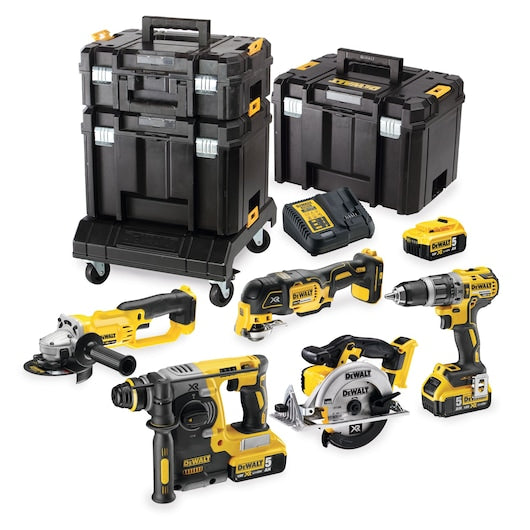 Kit combinado de 6 herramientas sin escobillas XR® de 18 V Dewalt (DCK654P3T-QW) - 3 x 5 Ah en T STAK Mobile