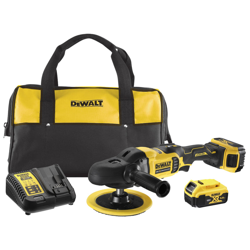 Polidora rotativa sem escovas Dewalt (DCM849P2-QW) 18V XR de 180 mm - 2 baterias de 5 Ah