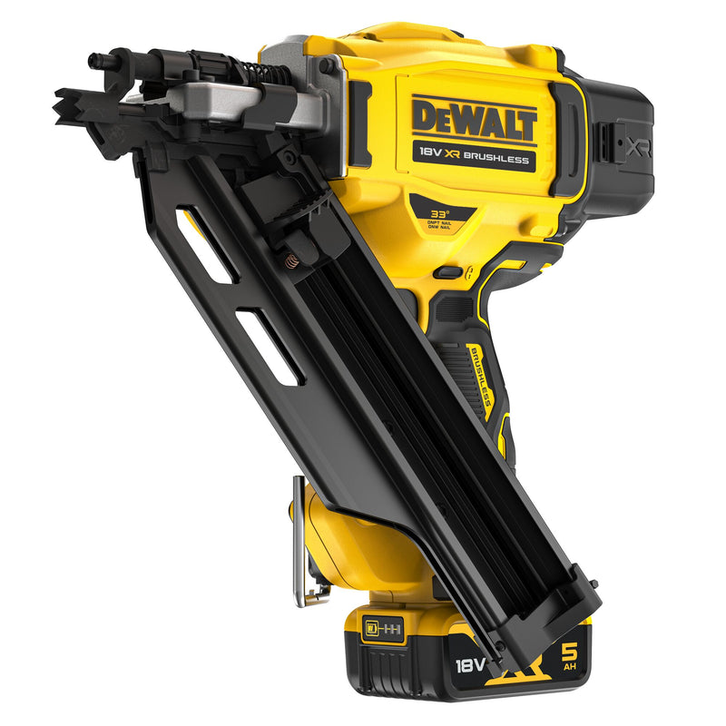 Clavadora neumática Dewalt (DCN930P2-QW) XR sin escobillas de 18 V, 33º, 90 mm - 2 x 5 Ah