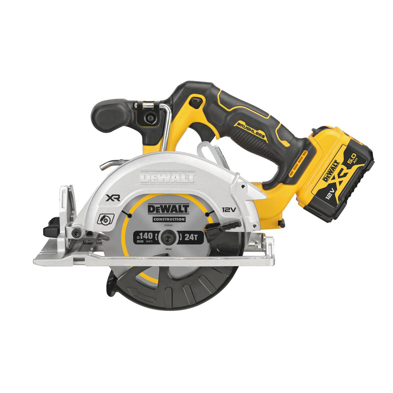 Sierra circular Dewalt (DCS512P2-QW) XR sin escobillas de 12 V y 140 mm - 2 x 5 Ah