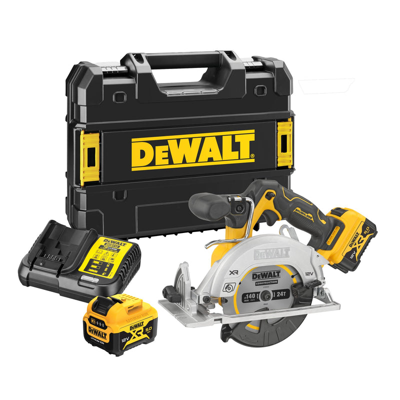 Sierra circular Dewalt (DCS512P2-QW) XR sin escobillas de 12 V y 140 mm - 2 x 5 Ah