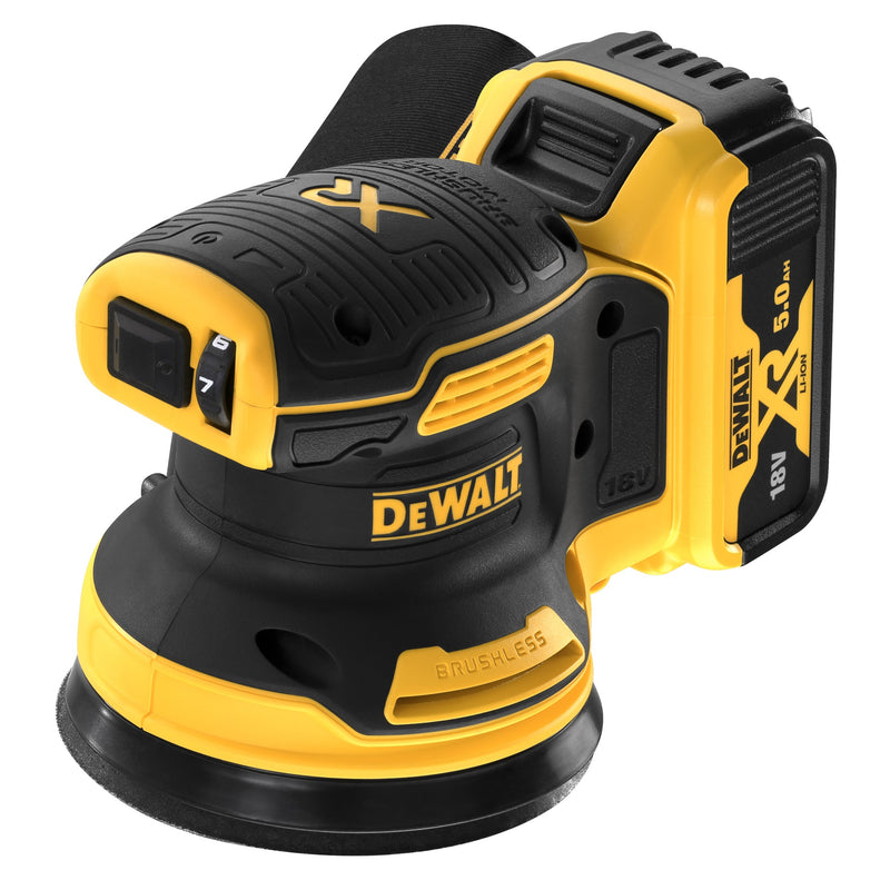 Lixadora orbital aleatória Dewalt (DCW210P2-QW) 18V XR sem escovas, 125 mm - 2 baterias de 5 Ah