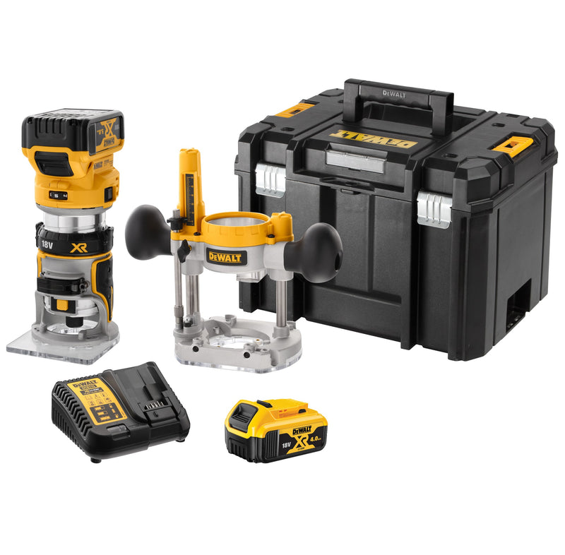 Dewalt (DCW604P2-QW) 18V XR Brushless 8mm 1/4" Plunge Router - 2 x 5Ah