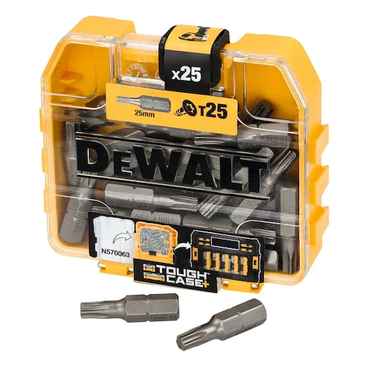 Conjunto de parafusos de alto desempenho Dewalt (DP43-QZ) 25mm T25 em estojo de armazenamento compacto TOUGHCASE®+ (25 peças)