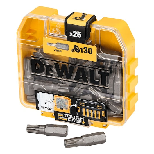 Conjunto de parafusos de alto desempenho Dewalt (DP44-QZ) 25 mm T30 em estojo de armazenamento compacto TOUGHCASE®+ (25 peças)