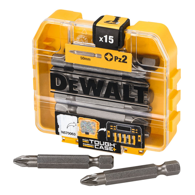 Dewalt (DP73-QZ) 50mm PZ2 Screwdriver Bit in Small Bulk Storage TOUGHCASE+ (15 pcs.)