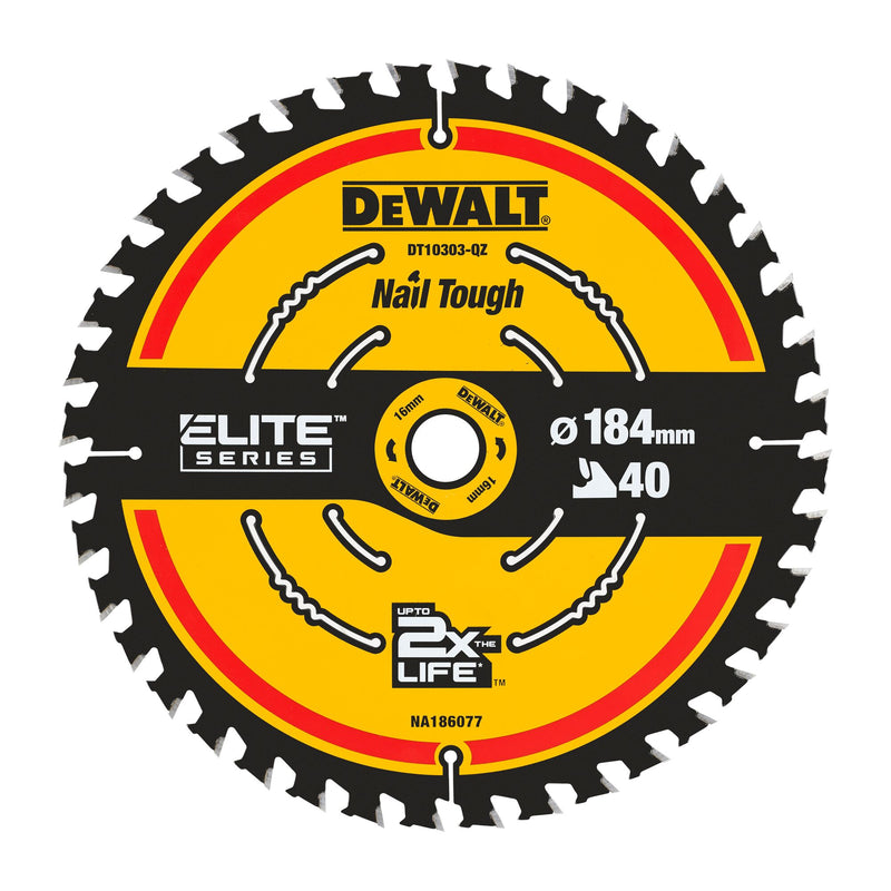 Dewalt (DT10303-QZ) ELITE SERIES 184mm x 16mm 40T Circular Saw Blade