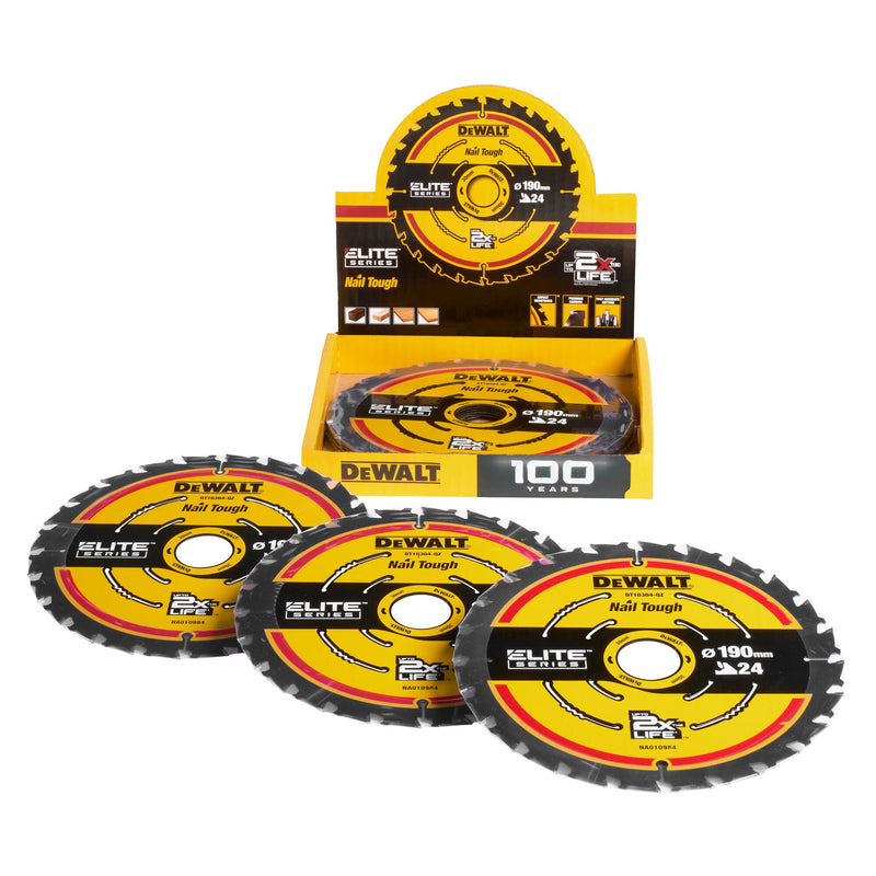 Dewalt (DT10402-QZ) ELITE SERIES 190x30mm 24T Circular Saw Blade in Display Tray