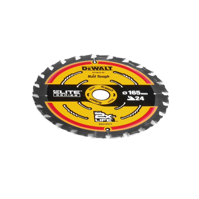 Dewalt (DT10624-QZ) ELITE SERIES 165mm x 20mm 24T Circular Saw Blade