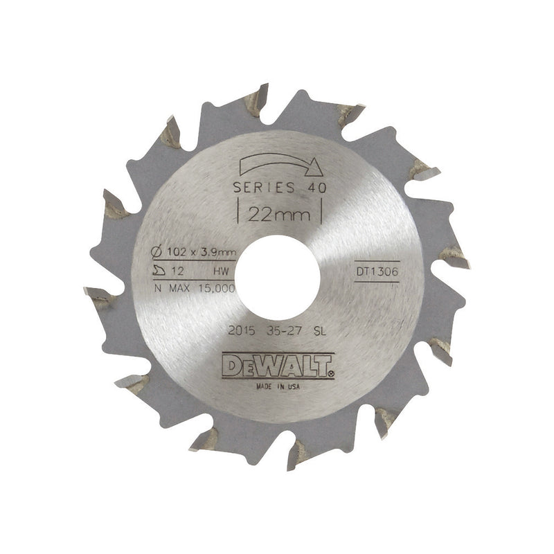 Hoja de sierra circular para ensambladora de galletas Dewalt (DT1306-QZ) EXTREME de 102 mm x 12 mm y 22 dientes