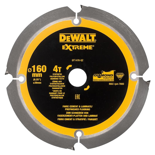 Hoja de sierra circular multimaterial Dewalt (DT1470-QZ) EXTREME® 4T PCD de 160 mm x 20 mm