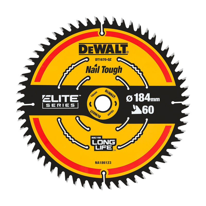 Lâmina de serra circular Dewalt (DT1670-QZ) EXTREME 184 mm x 16 mm 24 dentes para segunda fixação