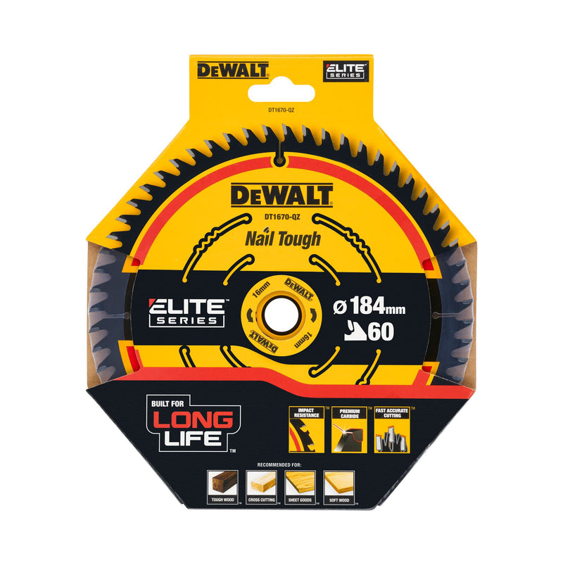 Lâmina de serra circular Dewalt (DT1670-QZ) EXTREME 184 mm x 16 mm 24 dentes para segunda fixação