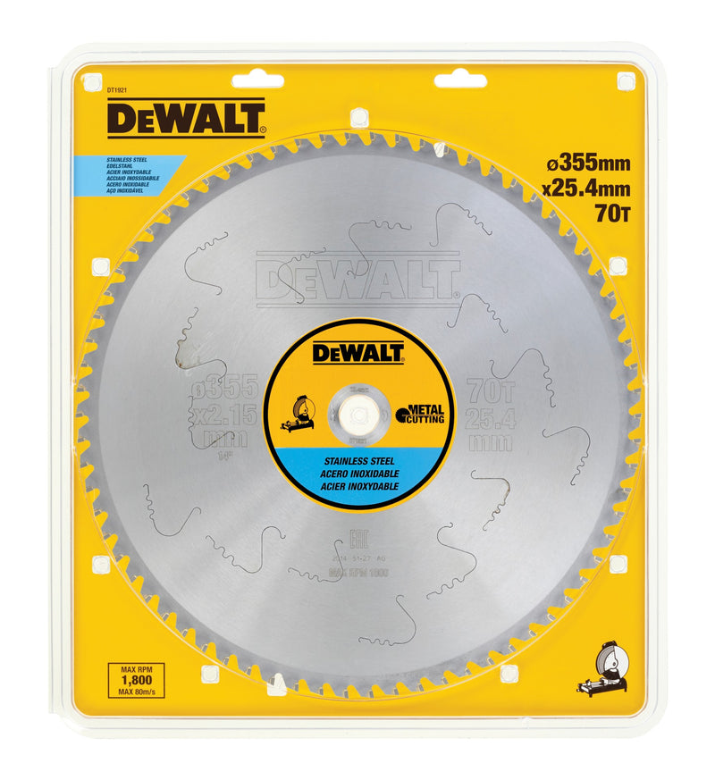 Dewalt (DT1921-QZ) 355mm x 25.4mm 70T Stainless Steel Circular Saw Blade