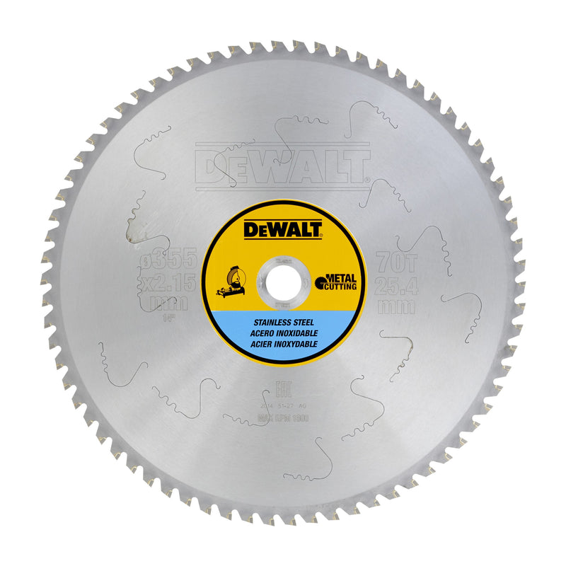 Dewalt (DT1921-QZ) 355mm x 25.4mm 70T Stainless Steel Circular Saw Blade