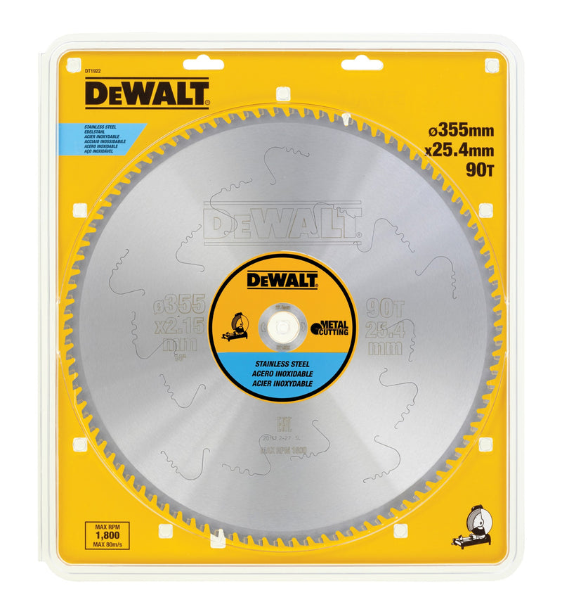 Dewalt (DT1922-QZ) 355mm x 25.4mm 90T Stainless Steel Cutting Circular Saw Blade