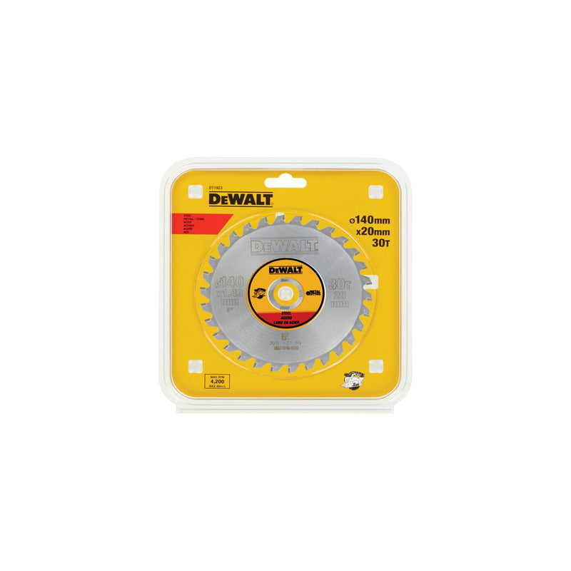 Hoja de sierra circular de acero inoxidable 30T Dewalt (DT1923-QZ) de 140 mm x 20 mm