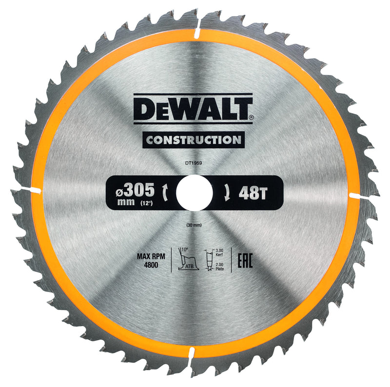 Hoja de sierra circular Dewalt (DT1959-QZ) de 305 mm x 30 mm y 48 dientes