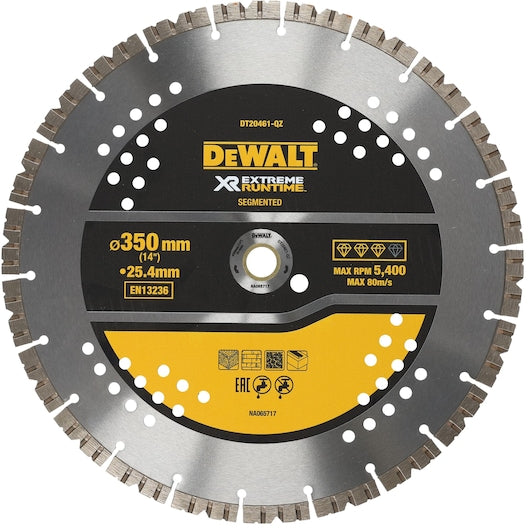 Disco diamantado multiuso segmentado Dewalt (DT20461-QZ) XR EXTREME® RUNTIME de 350 mm