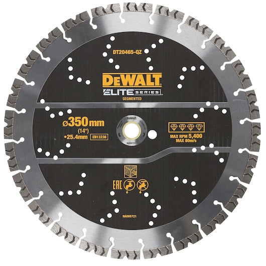 Disco diamantado para concreto e vergalhão Dewalt (DT20465-QZ) ELITE SERIES de 350 mm