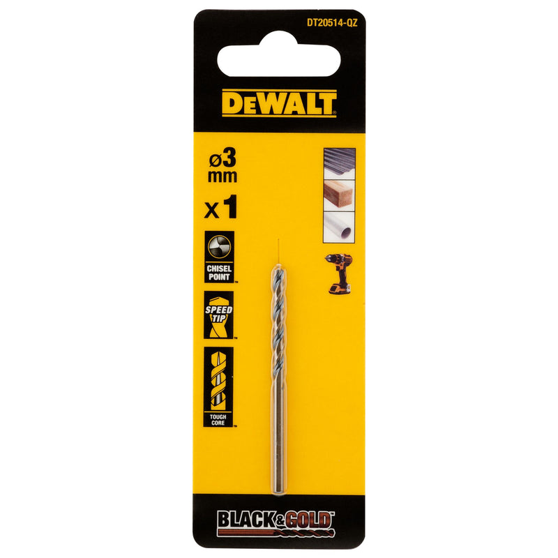 Dewalt (DT20514-QZ) BLACK & GOLD 3mm HSS Drill Bit