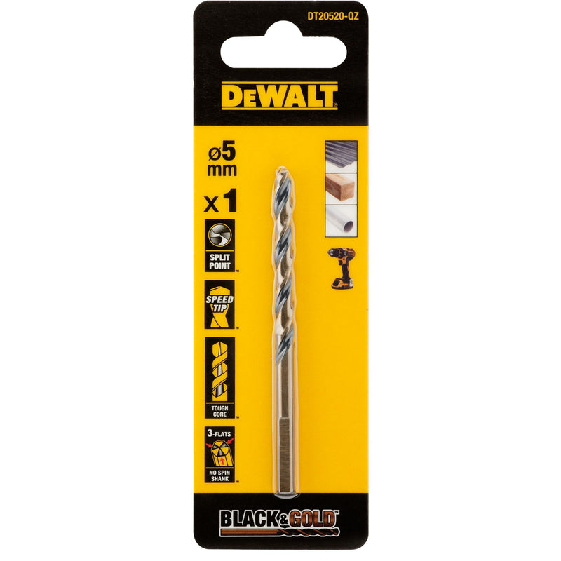 Dewalt (DT20520-QZ) BLACK & GOLD 5mm HSS Drill Bit