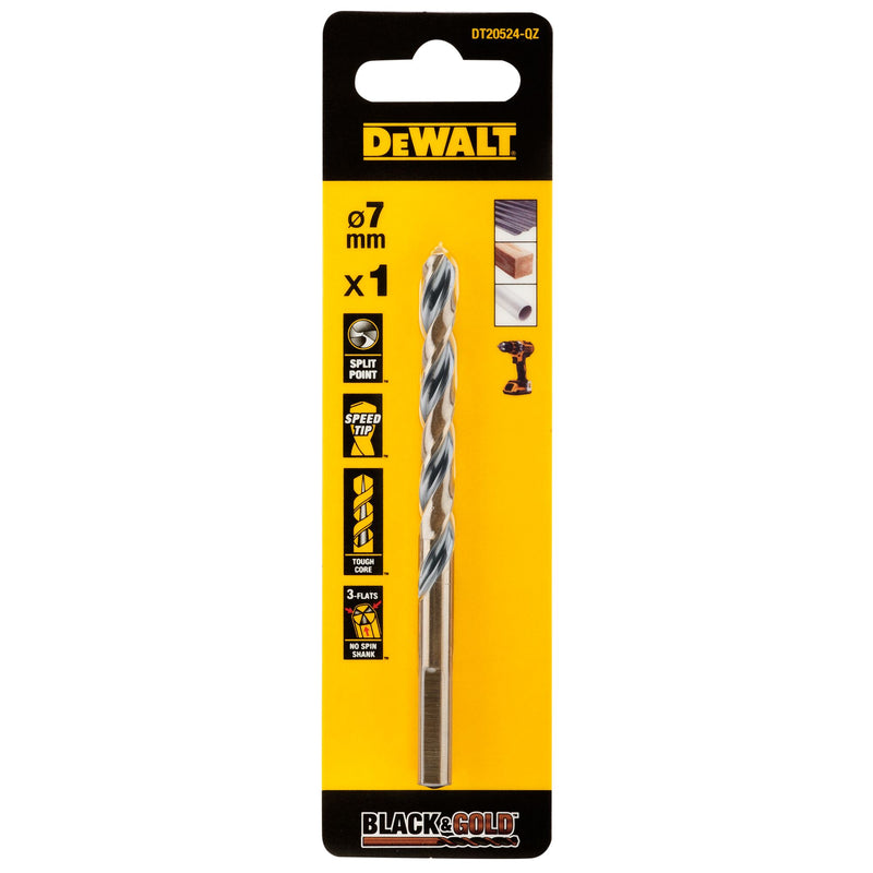 Dewalt (DT20524-QZ) BLACK & GOLD 7mm HSS Drill Bit