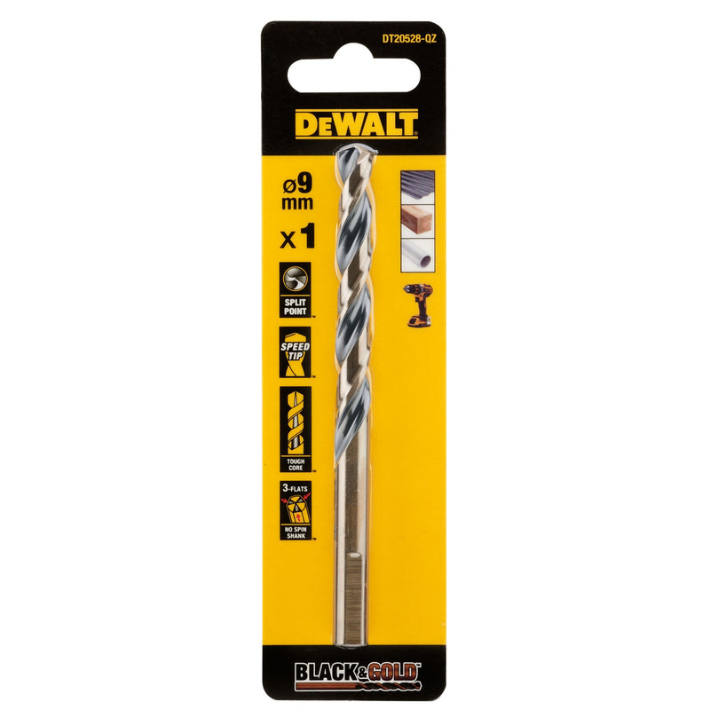 Dewalt (DT20528-QZ) BLACK & GOLD 9mm HSS Drill Bit