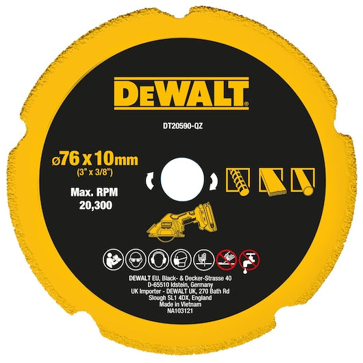 Disco de corte diamantado multimaterial Dewalt (DT20590-QZ) 76 mm x 10 mm