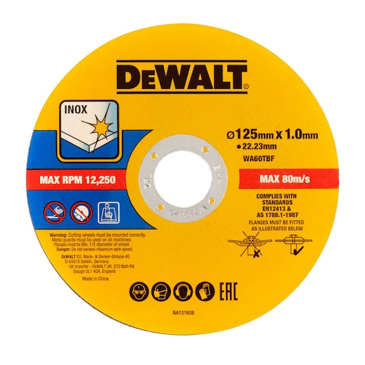 Dewalt (DT20594-QZ) Pacote com 25 discos abrasivos para corte de metal de 125 mm.