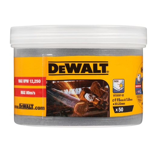 Disco de corte abrasivo para metal Dewalt (DT20597-QZ) de 115 mm (50 unidades)
