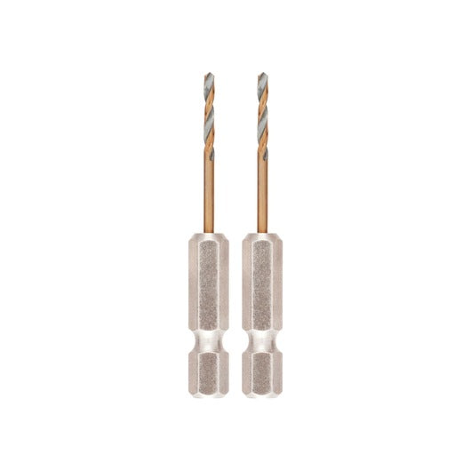Broca de impacto Dewalt (DT20600-QZ) preta e dourada de 2 mm com encaixe hexagonal em aço rápido (2 unidades)