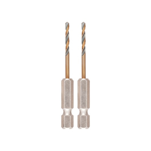 Broca de impacto Dewalt (DT20601-QZ) preta e dourada de 2,5 mm com encaixe hexagonal em aço rápido (2 unidades)